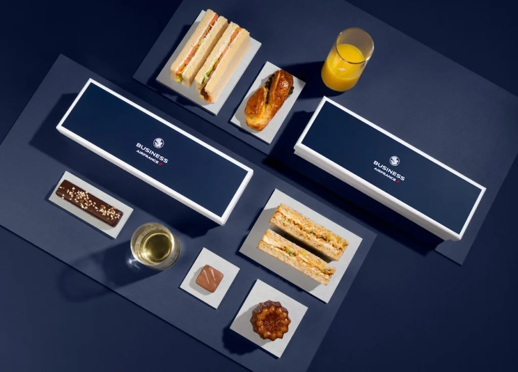 Air France Business Class premium catering and snack selections