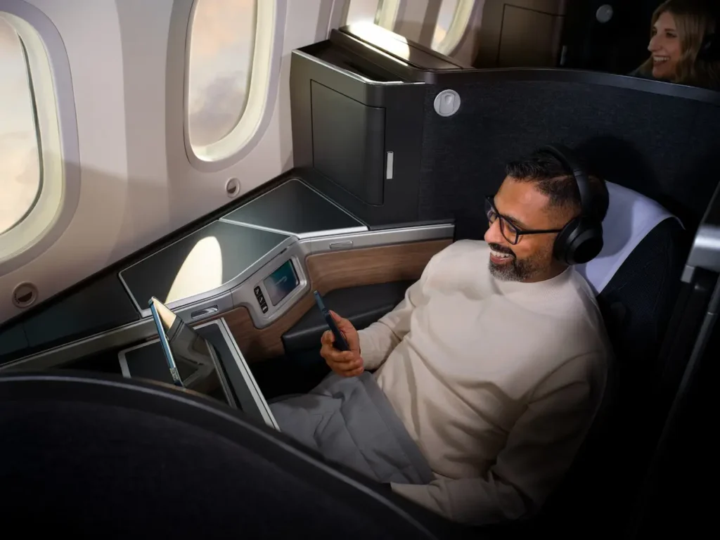Inflight connectivity in a British Airways business class suite