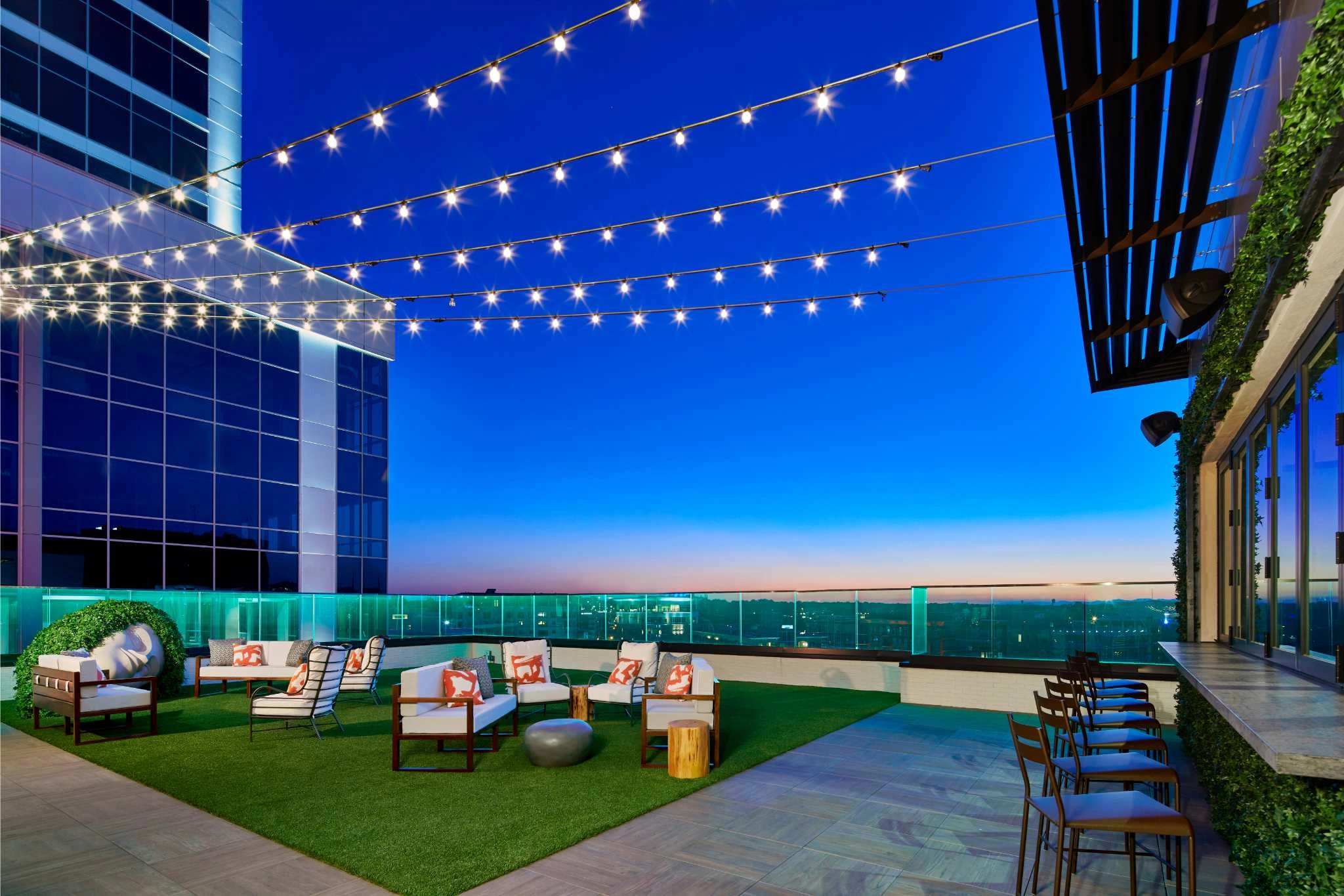 The best things to do in Greenville at night include sipping cocktails at Juniper rooftop bar.