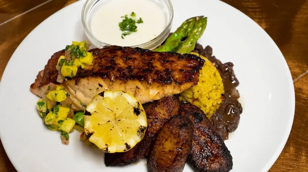 Salmon dish at Mango's Tropical Cafe
