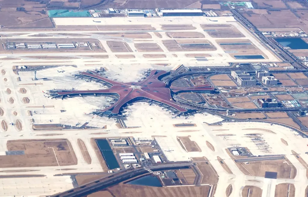 Aerial view of Beijing Daxing International Airport (PKX)