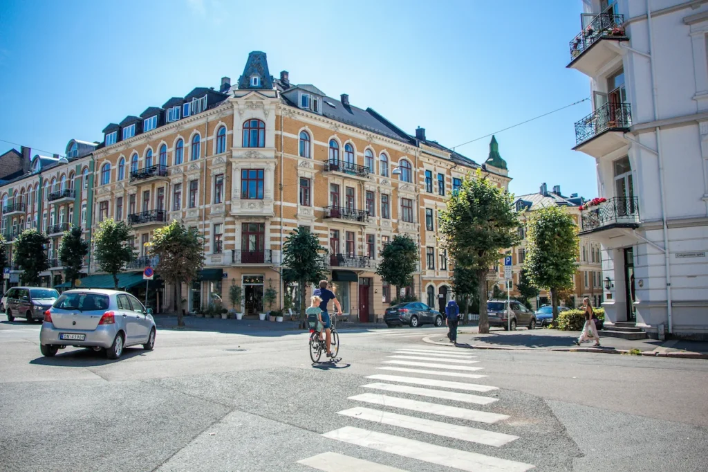 Classic 19th-century residential buildings along a streetscape in the Frogner neighborhood of Oslo