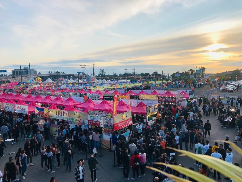 Crowds enjoying Richmond Night Market on a Vancouver night.