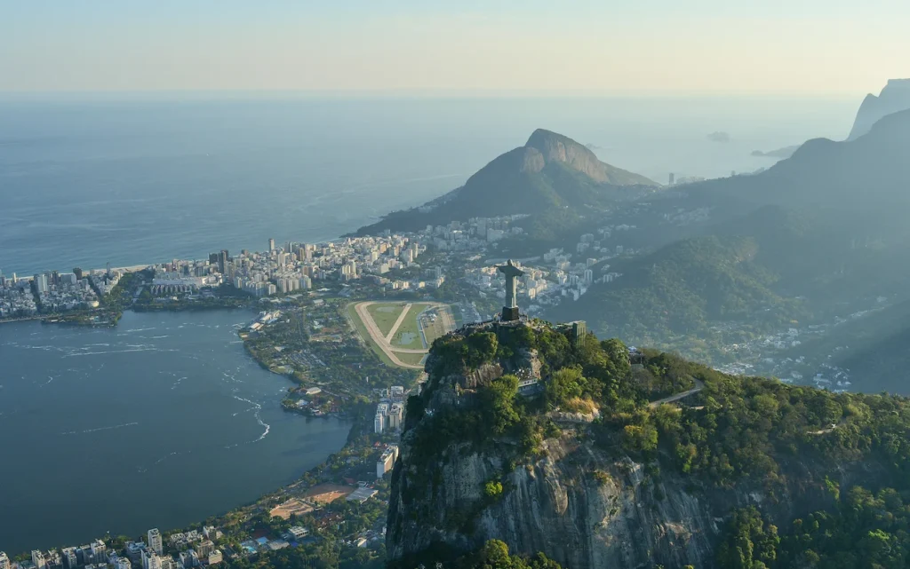 Christ the Redeemer statue overlooking the coast of Rio de Janeiro