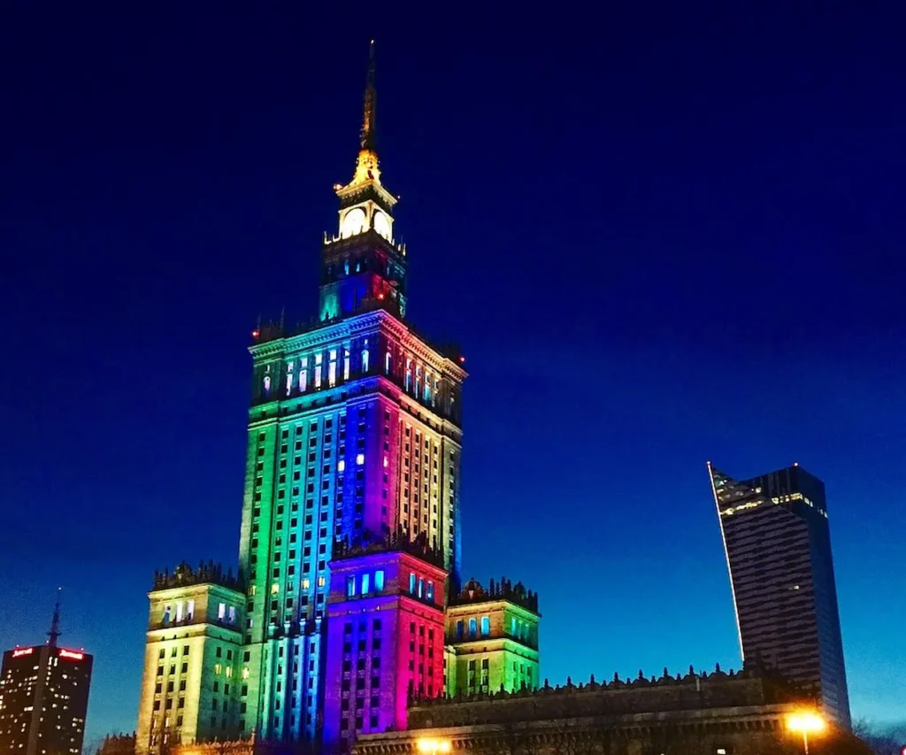Palace of Culture and Science at night