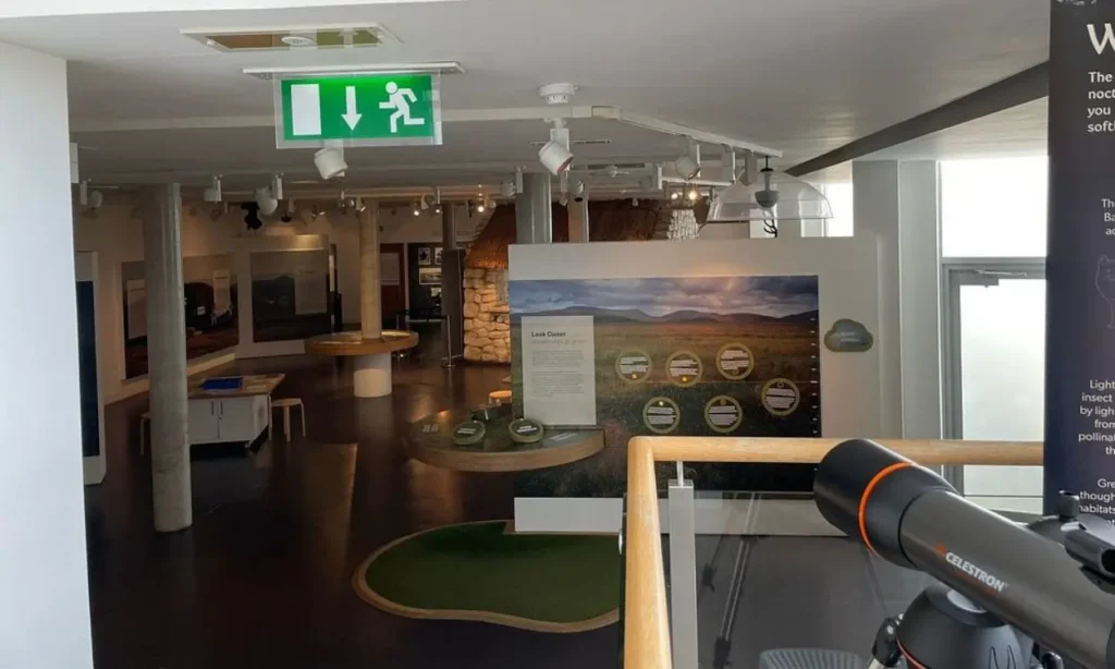 Exhibits and displays fill the bright interior of the Ballycroy Visitor Centre.