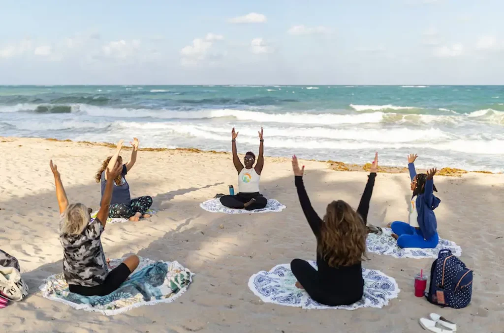 Sunset yoga and meditate on the beach