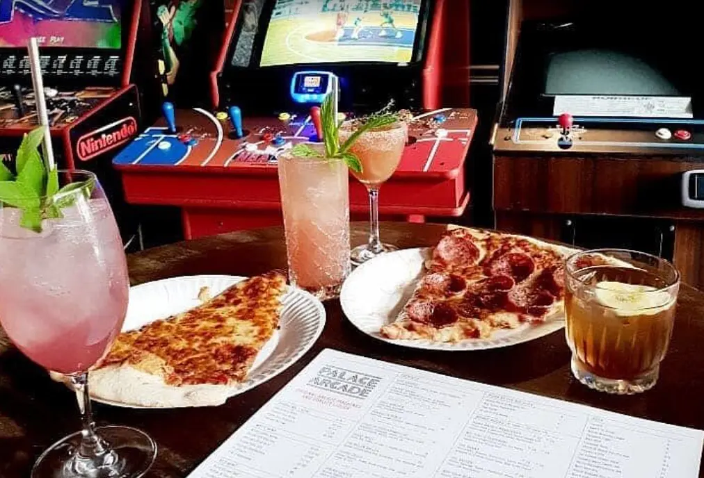 Pizza and drinks