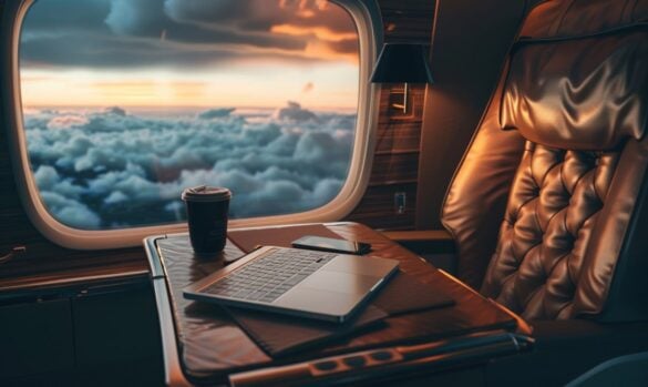 Business class traveler cabin