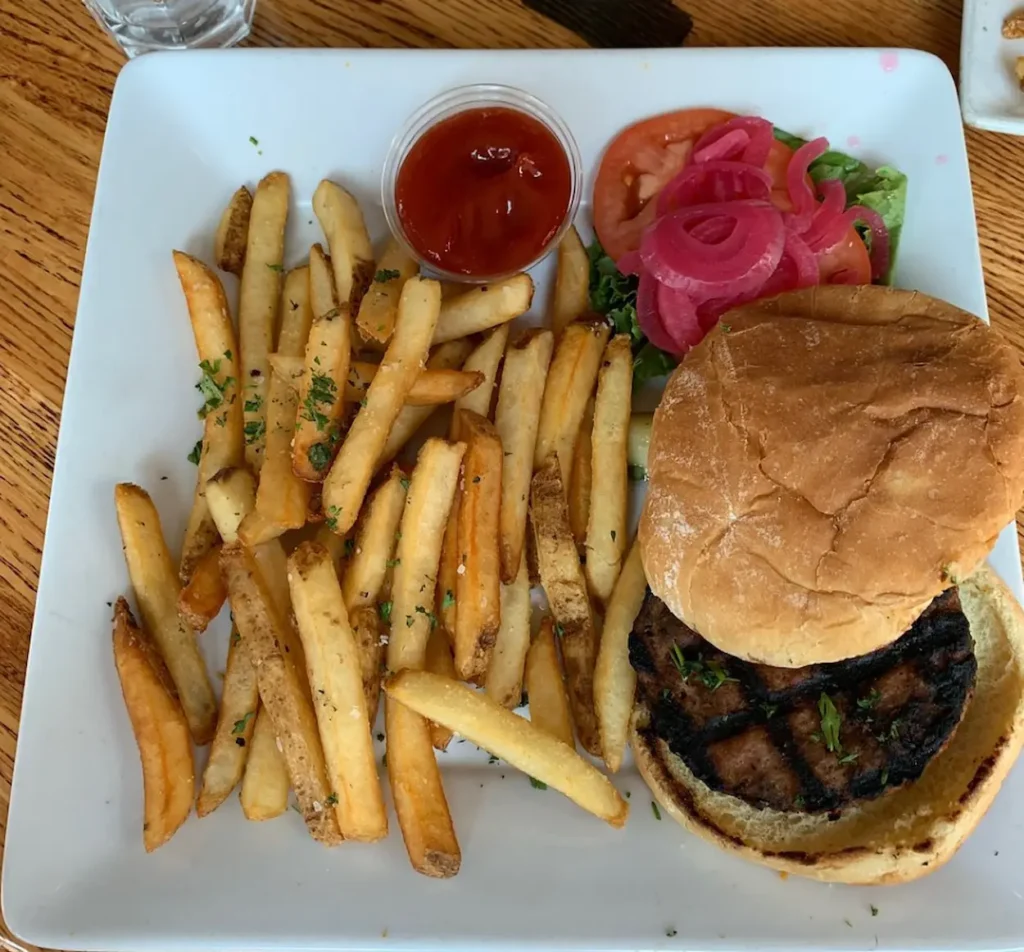 Delicious burger and fries at The Hollow Bar + Kitchen