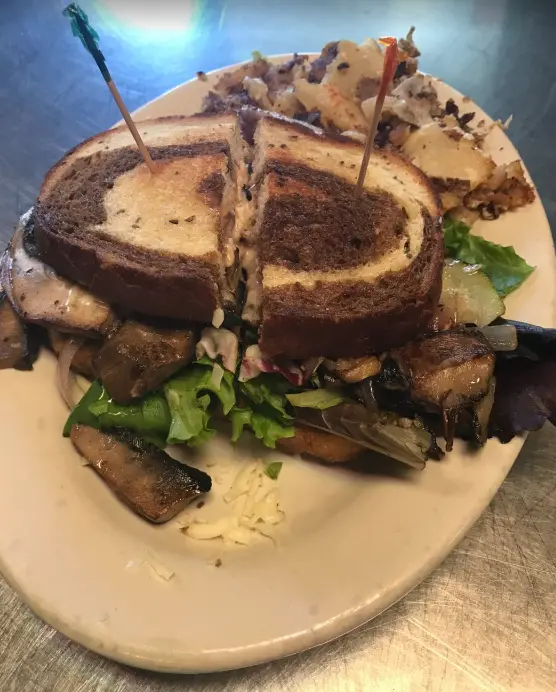 Portabella  Melt with home fries 