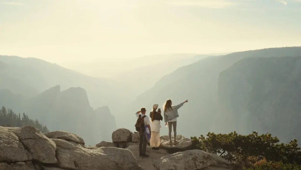 Three person on a first time adventure