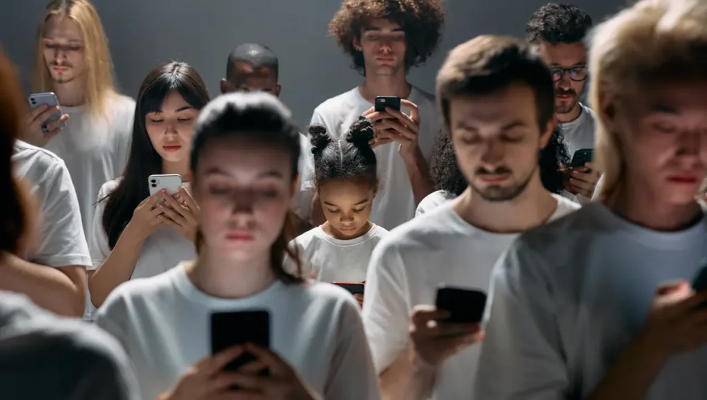 People on their phones