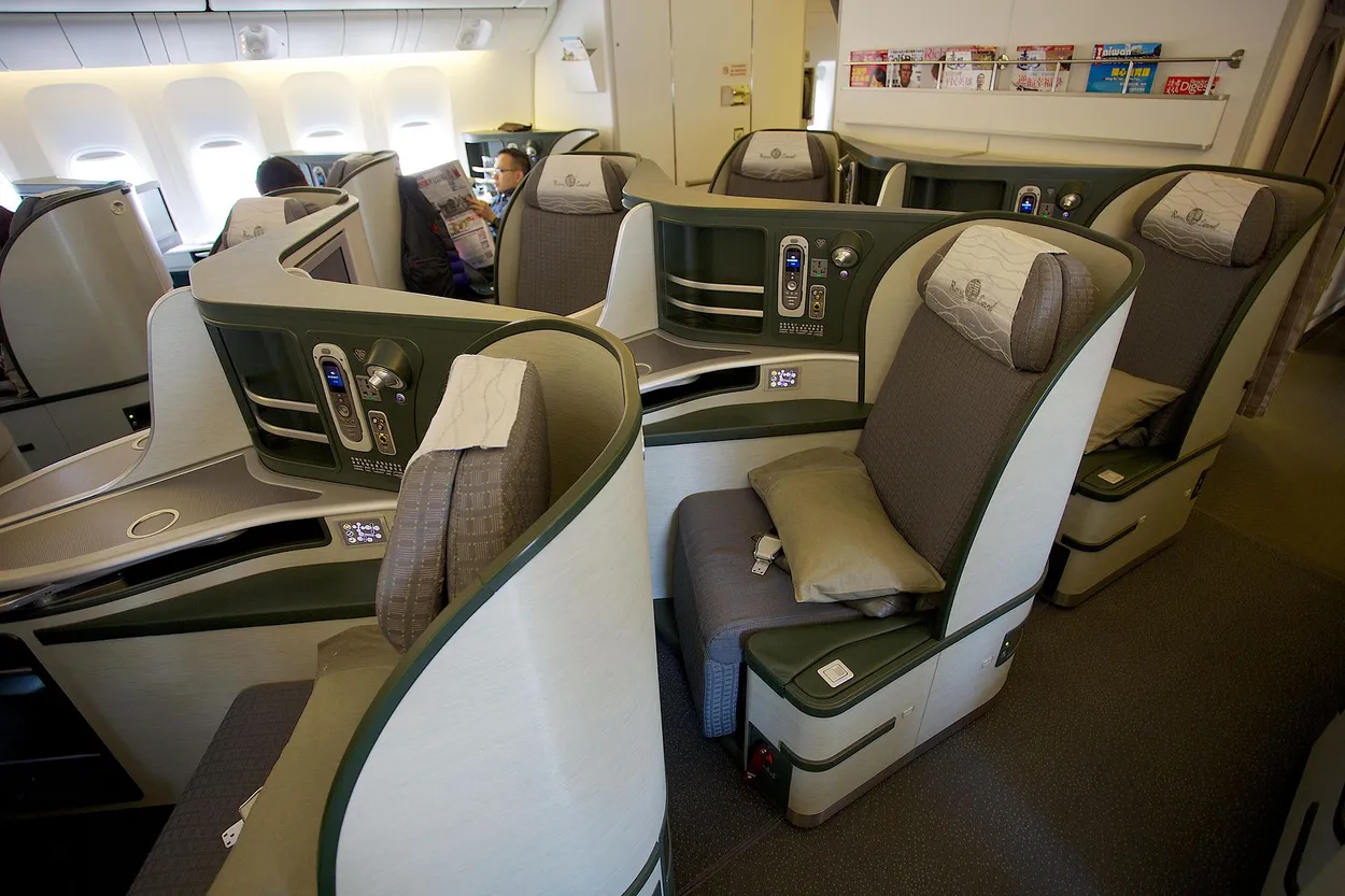 Royal Laurel Class reverse herringbone seats on EVA Air's Boeing 777-300ER