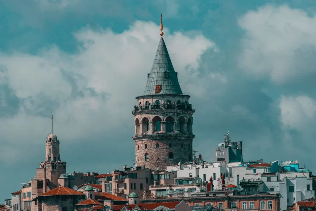 The stone Galata Tower rising above the rooftops of Istanbul