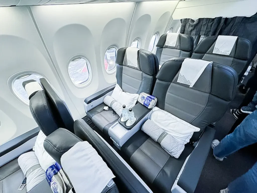 Business class cabin of Icelandair’s Boeing 737 MAX