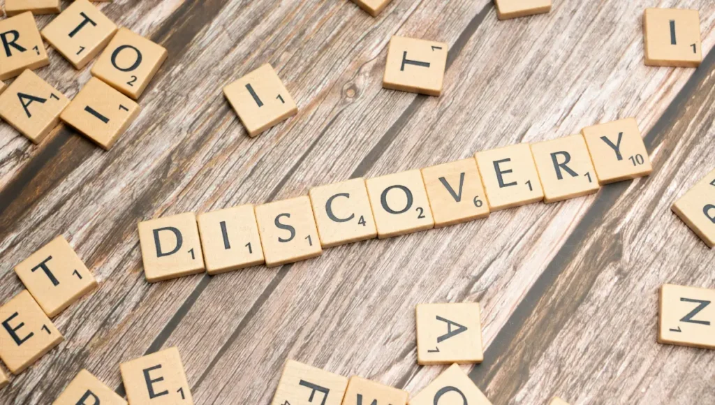 Word "Discovery" on a scrabble