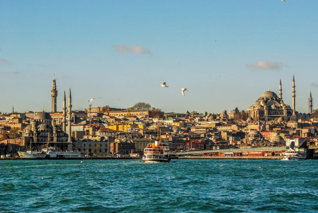 The Süleymaniye Mosque and Istanbul skyline across the Bosphorus Strait