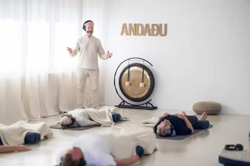 Relax and destress in a guided breathwork session