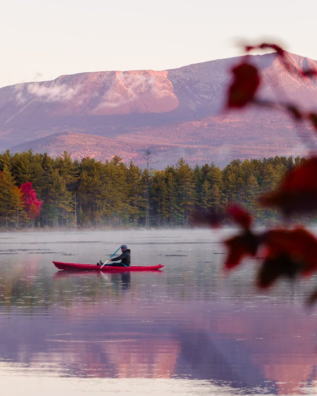 Lake overlooking Mt. Katahdin in the fall
