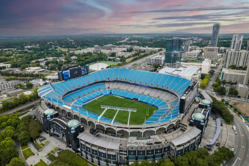 Aerial view of Bank of America Stadium in Charlotte