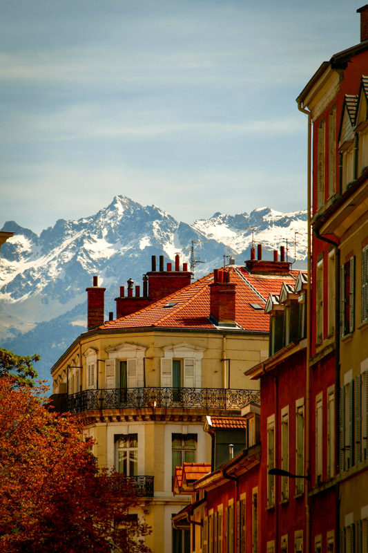 Grenoble mountain views from the city