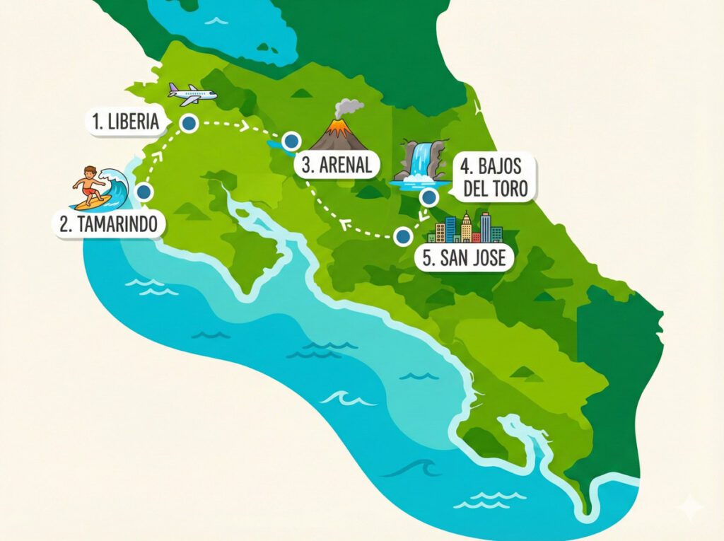 My Costa rica route map