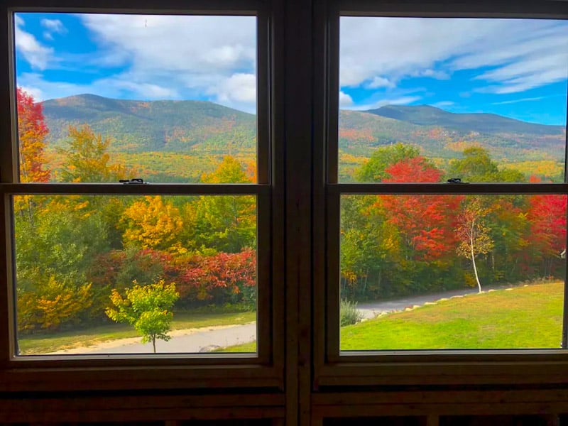 Check out these epic views! Huge windows let you soak in all the colorful fall leaves right from your cozy bed