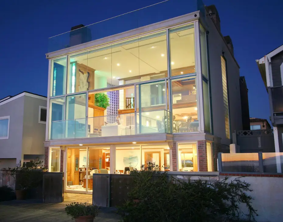 Facing the house from the beach front