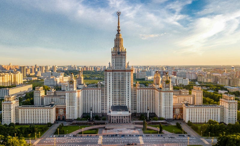 An image of a Russian building, featuring distinctive architectural style.