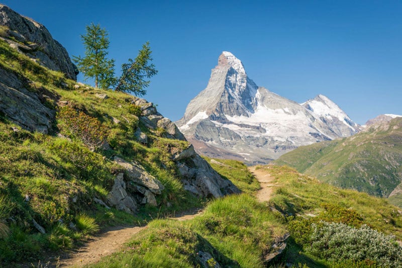 Image showing the rugged Matterhorn Trek with stunning views of the iconic Matterhorn in the Swiss Alps.