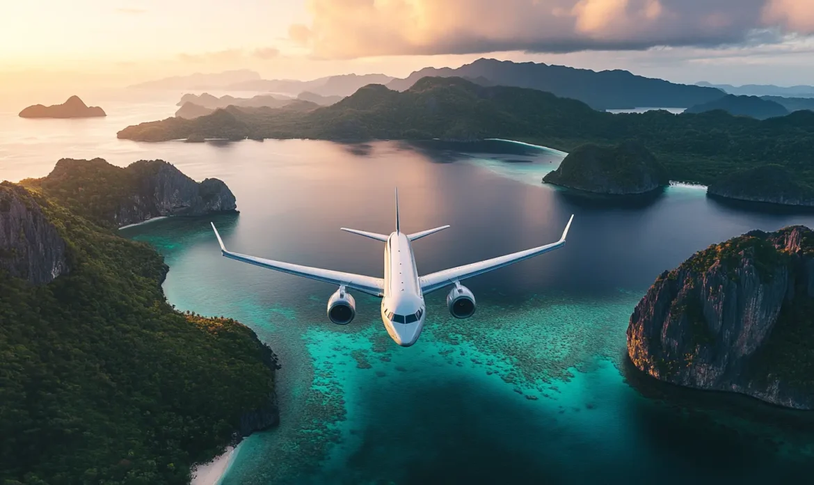 Airplane flying over Thailand