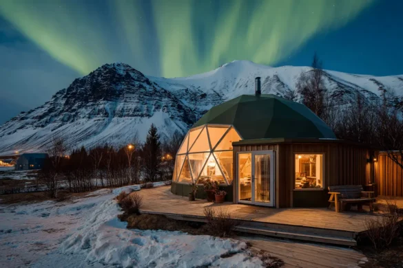 Beautiful Northern Lights geodome in Iceland