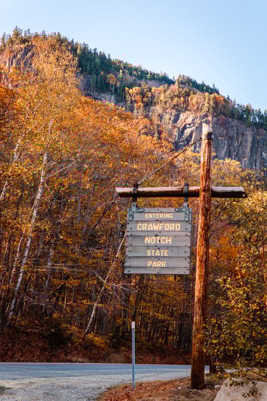 My photo of the Crawford Notch State Park sign