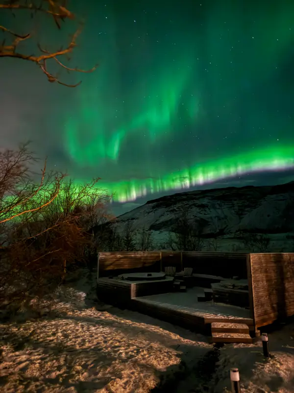 My photo of the northern lights from a hot tub in Iceland