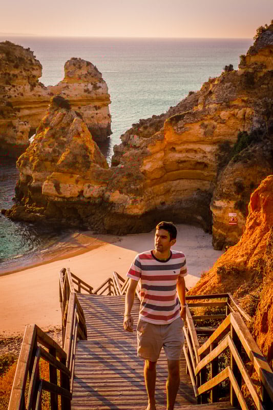 My photo of me walking on a boardwalk in Lagos, Portugal