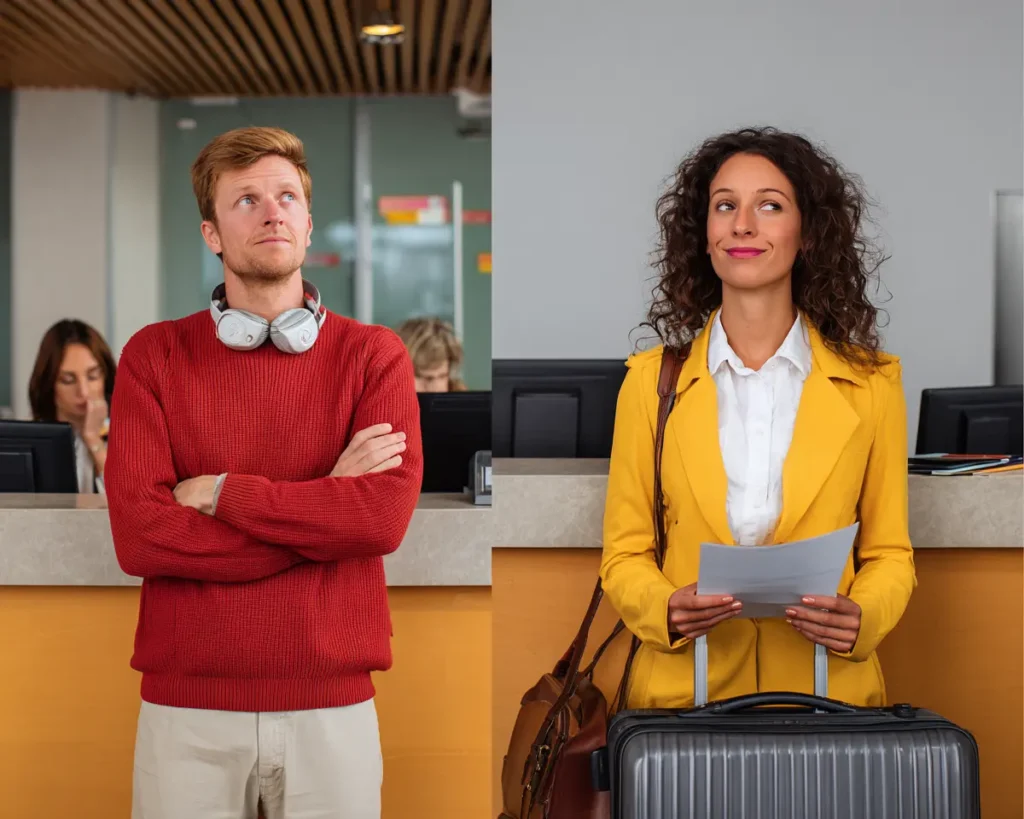 Split screen, travel insurance comparisons