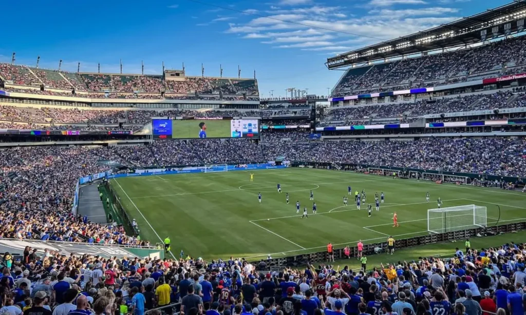 Lincoln Financial Field during a crowded soccer match.