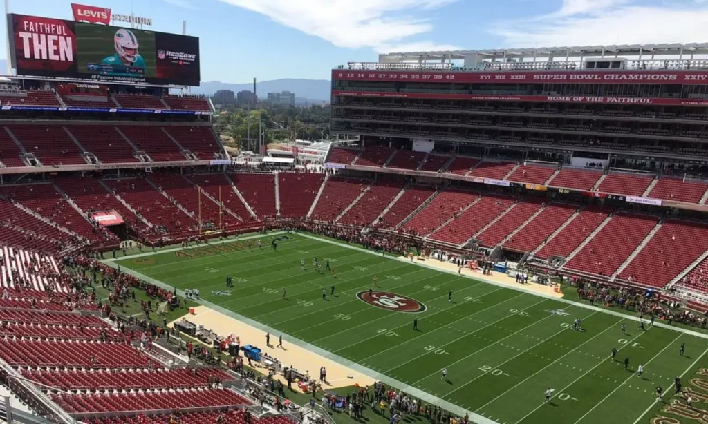 Inside Levi’s Stadium during a game with fans in the stands.