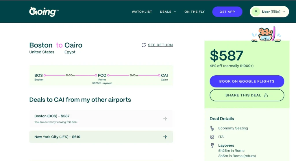 I found this flight from Boston to Cairo for just $587 return - a great way to see a bucket list destination.