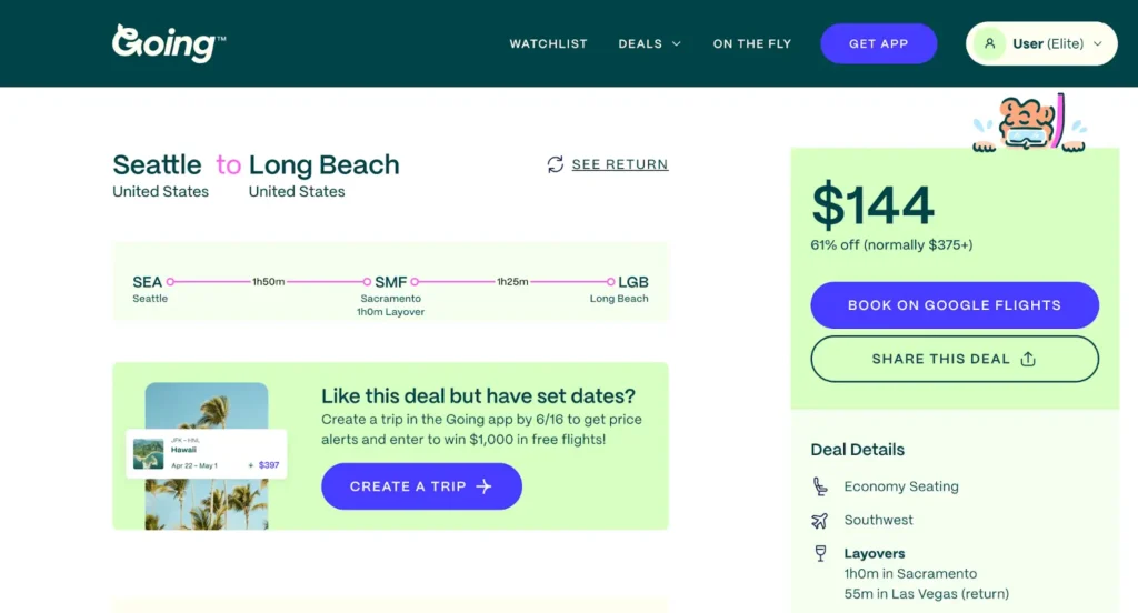 I found this cheap flight deal on Going from Seattle to Long Beach for just $144 return. You can't beat that for winter sun!