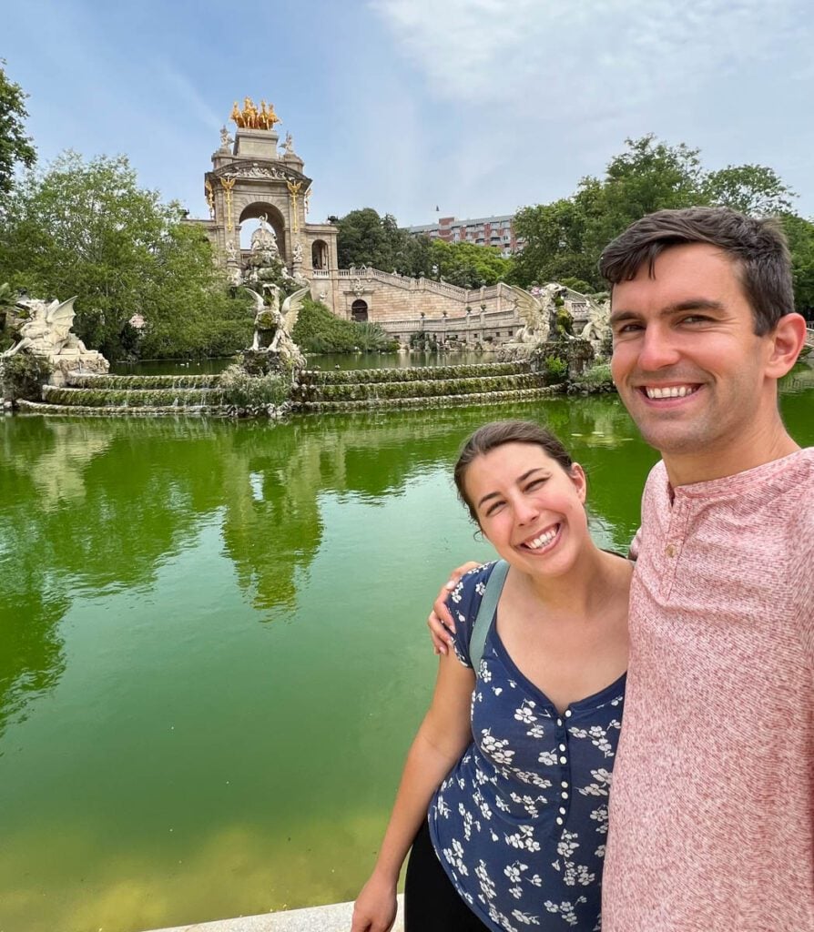 My photo of me and my wife at Parc de la Ciutadella in Barcelona