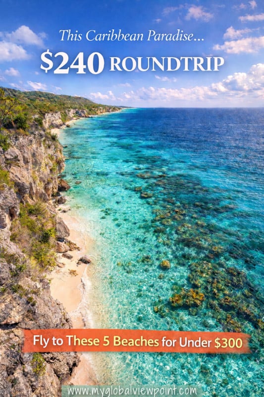 Beautiful beach in Bonaire with Caribbean overlay text